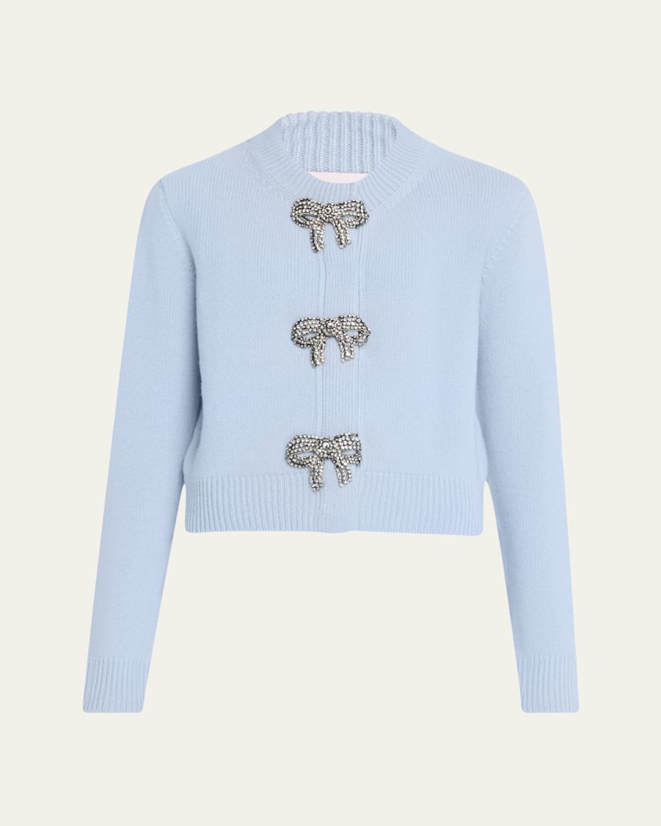 Crystal Bow Wool-Cashmere Cardigan